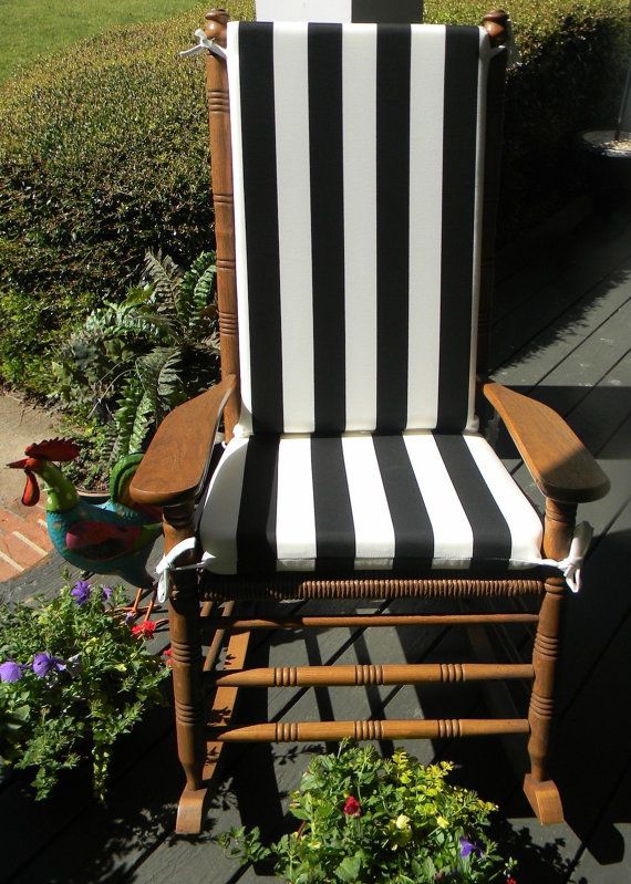 Indoor / Outdoor Black & White Stripe Rocking Chair 2 PC Foam .