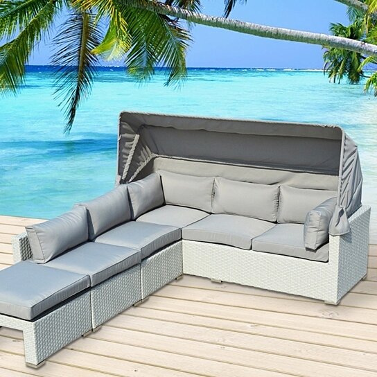 Buy Sitges 4-Pc Outdoor Patio Sofa Sectional with Canopy Set by .