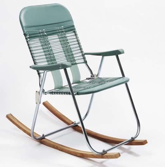 SAM DURANT Rocking Chair Found vinyl and metal folding chair and .