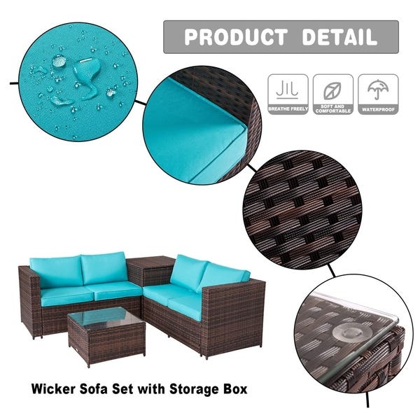 Shop Kinbor 4-piece Patio Furniture Set Rattan Wicker Sectional .