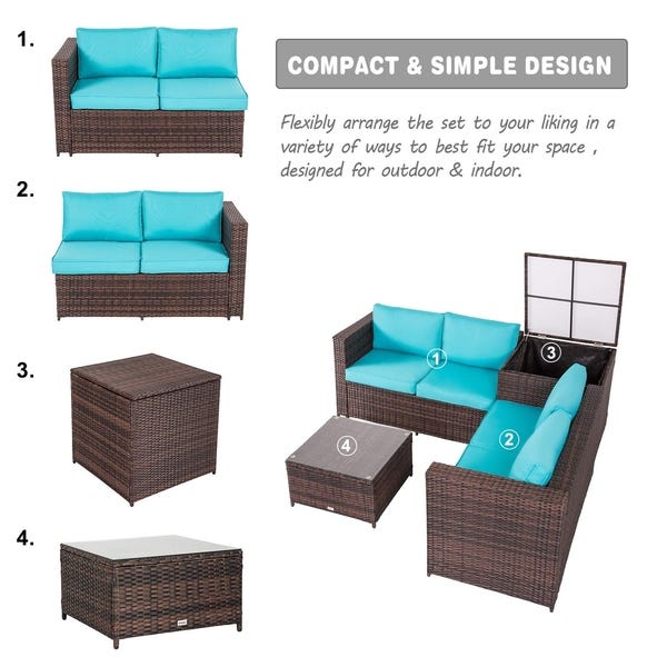 Shop Kinbor 4-piece Patio Furniture Set Rattan Wicker Sectional .