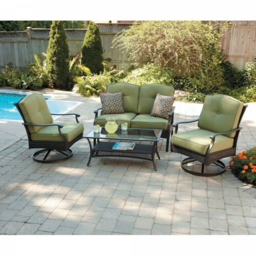 4 Seater Steel Conversation Set Outdoor Patio Table Swivel Chairs .