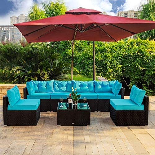 Amazing offer on Amooly 7 Pieces Patio PE Rattan Sofa Set Outdoor .