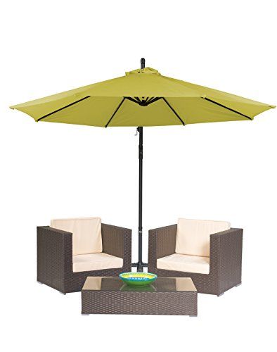 3Piece Patio Conversation Set of Brown Rattan Wicker with Offset .