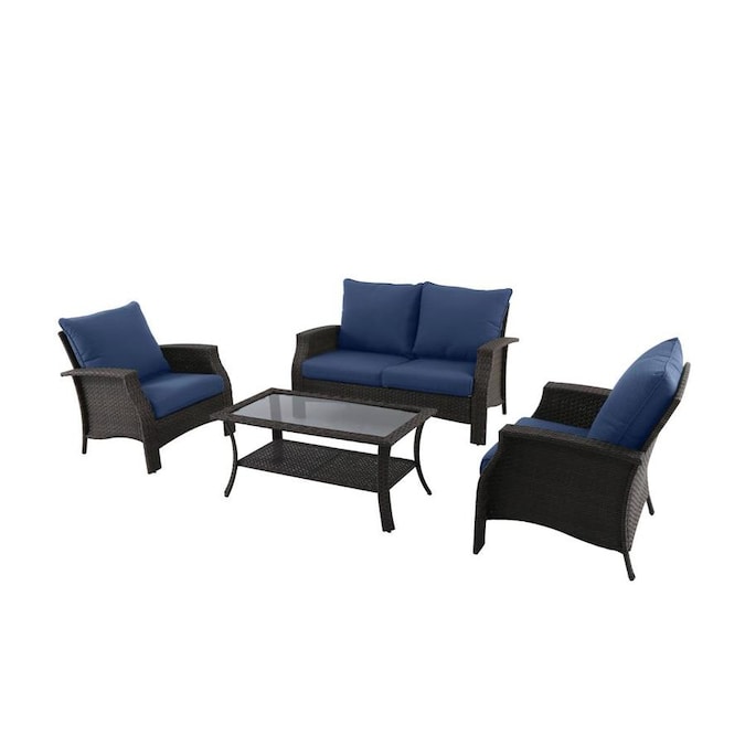 Style Selections 4-Piece Metal Frame Patio Conversation Set with .