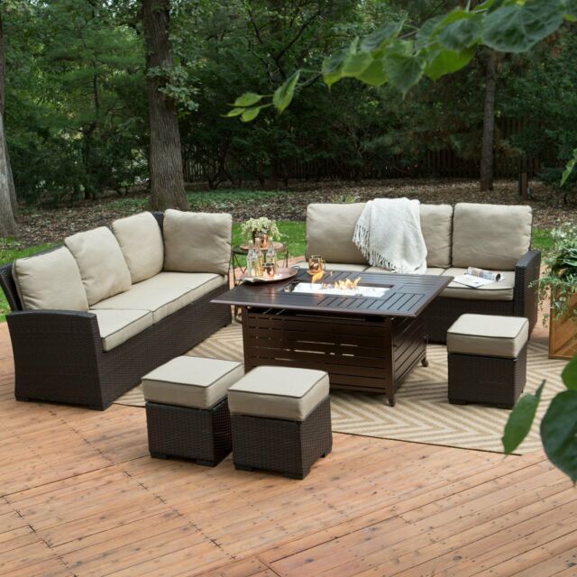 Propane Fire Pit Table Set Outdoor Sofa Sectional Conversation .