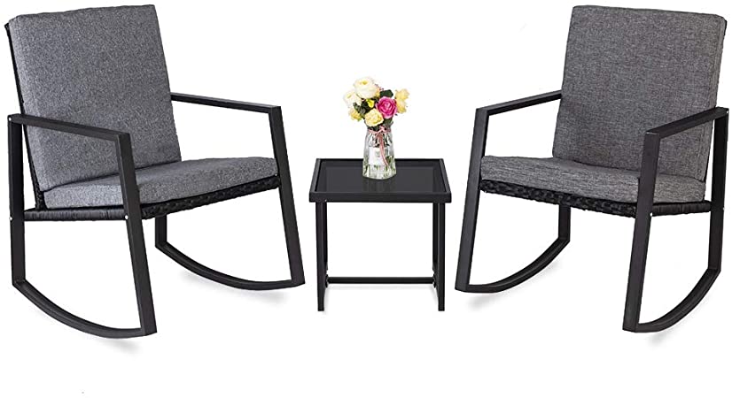 Amazon.com : SSLine Patio Rocking Chairs Set of 2 with A Coffee .
