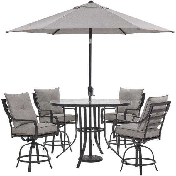 Hanover Lavallette 5-Piece Steel Outdoor Dining Set with Silver .
