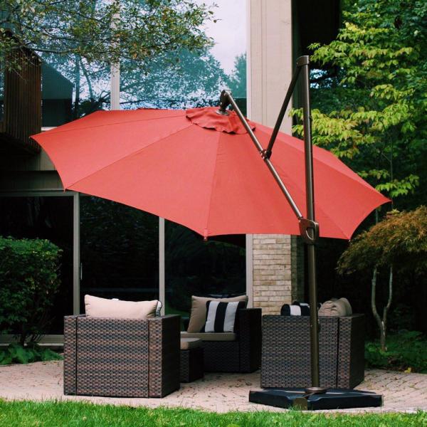 Abba Patio 11 ft. Hanging Cantilever Umbrella with Cross Base and .