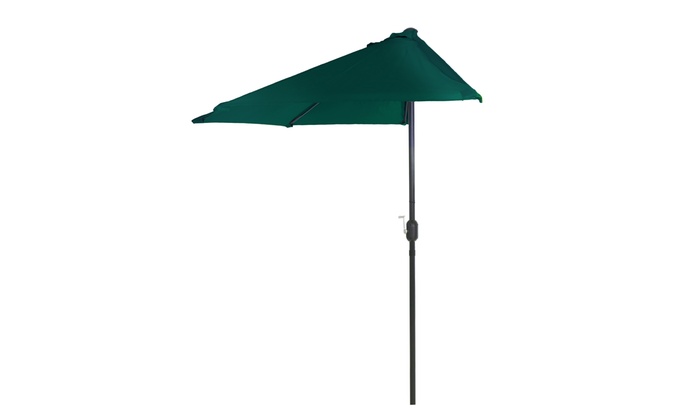 Half Round Patio Umbrella with Easy Crank- Small Space Outdoor .
