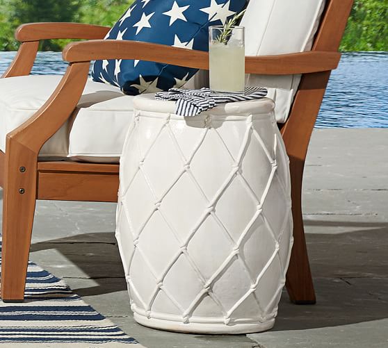 Net Ceramic Outdoor Side Table | Pottery Ba