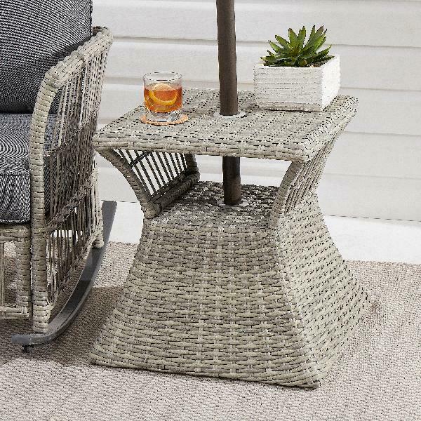 Patio Accent Table Wicker Modern Outdoor Backyard Furniture Pool .