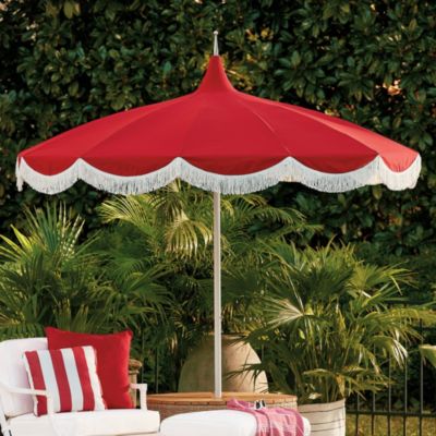 Pacific Pagoda 8.5 Ft Patio Umbrella With Frin