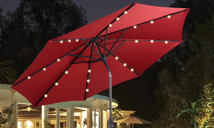 10' Solar Patio Umbrella with LED Lights | Group