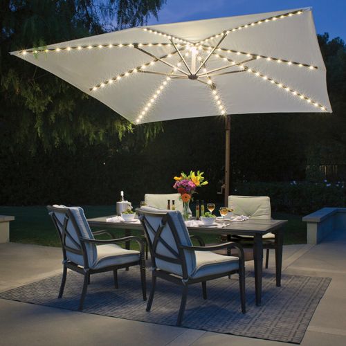 Bali Pro 10' Square Rotating Cantilever Umbrella with Lights .