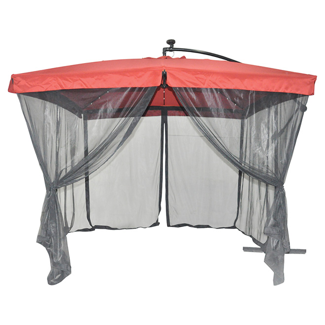 Uberhaus | Solar-Light Cantilever Patio Umbrella With Netting .