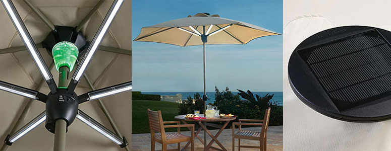 Solar Powered Patio Umbrella - Shade by Day and Light at Nig