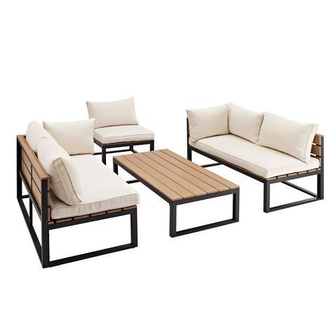 Natural 4-Piece Patio Set with Cushions | Pier 1 | Patio furniture .