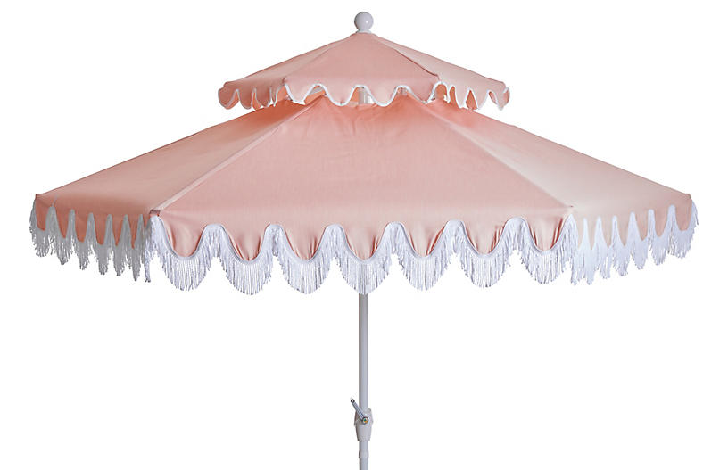 Daiana Two-Tier Fringe Patio Umbrella - Light Pink | Patio .