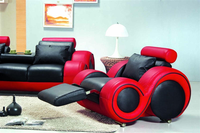 Modern Black and Red Leather Sofa Set TOS-LF-8804-BLACKRED-LTH