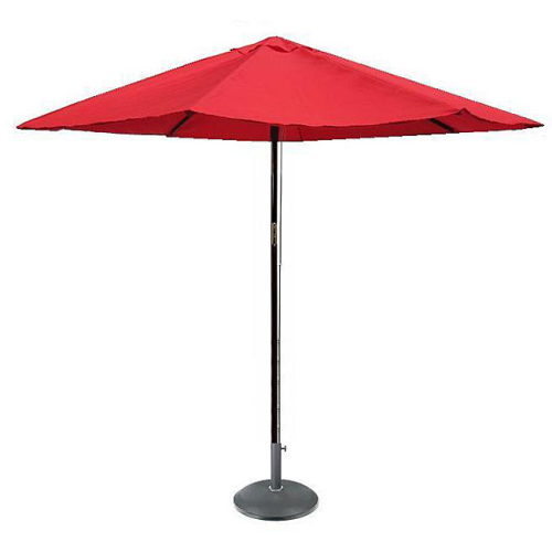 9 Foot Faux Wood/Steel Cranberry Red Patio Umbrella with Sta