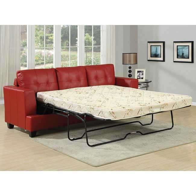 Diamond Red Leather Sleeper Sofa by Acme - 150