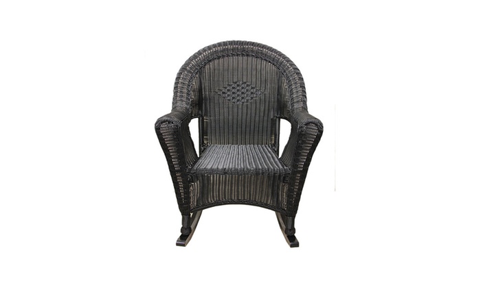Black Resin Wicker Rocking Chair Patio Furniture | Group