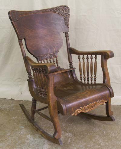 Antique oak rocking chairs | 5204: Antique Tiger Oak Rocking Chair .
