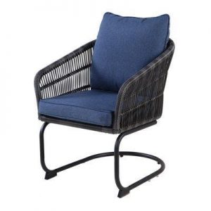 Adelaide C-Spring Cushioned Dining Chairs, Charcoal Wicker, Steel .