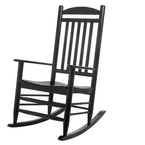 Hampton Bay Black Wood Outdoor Rocking Chair 2.1.1200 - The Home Dep