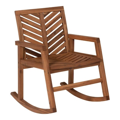 Walker Edison Dark Brown Wood Rocking Chair(s) with Slat Seat at .