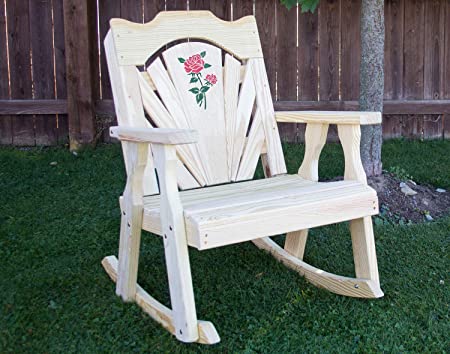 Amazon.com : Treated Pine Fanback Rocking Chair w/Rose Design .