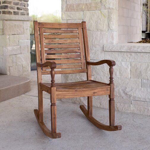 Jarrard Solid Acacia Wood Patio Rocking Chair | Patio rocking .