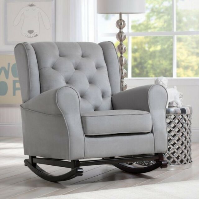 Nursery Rocking Chair Baby Room Furniture Plush Upholstered Seat .