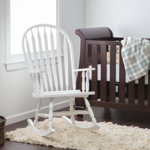Upholstered Rocking Chair Wooden Rocker Seat Single Nursery Retro .