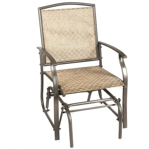 CASAINC Brown Metal Outdoor Rocking Chair Garden Swing Single .