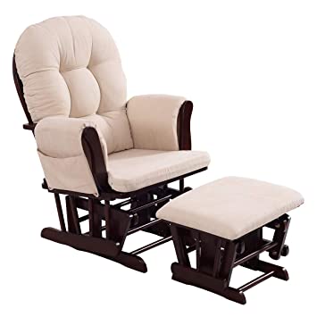 Amazon.com: Costzon Baby Glider and Ottoman Cushion Set, Wood Baby .