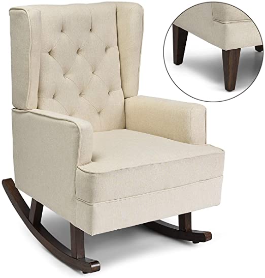 Amazon.com: Giantex Nursery Rocking Chair, Modern High Back Fabric .