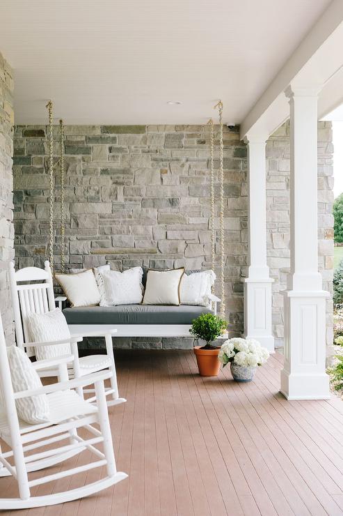 White Rocking Chairs on Porch - Transitional - Por