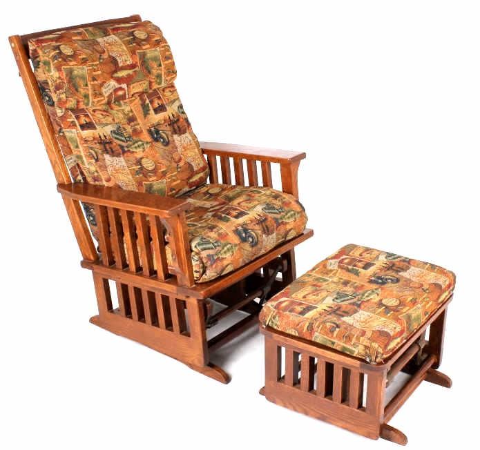 Towne Square Oak Glider Rocking Chair w/ Footsto