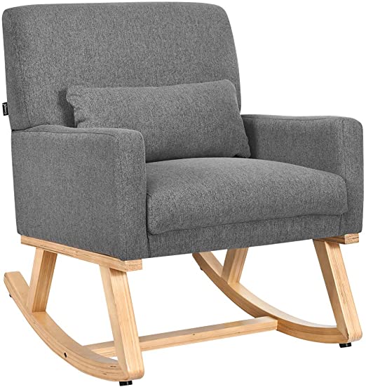 Amazon.com: Giantex Upholstered Rocking Chair with Lumbar Support .