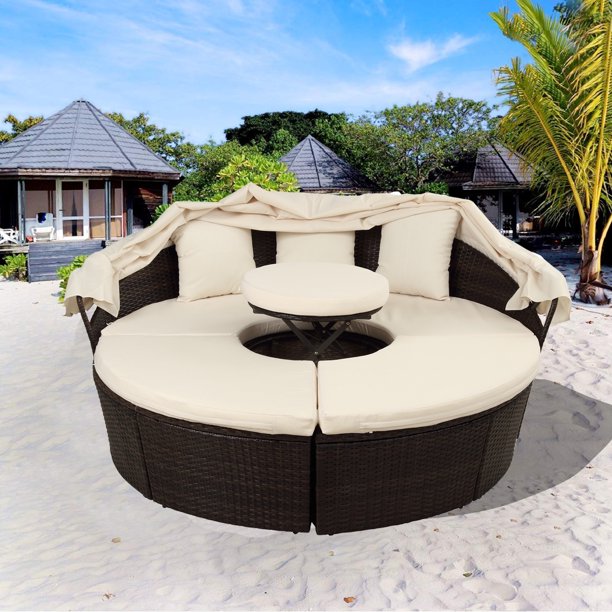 2020 Outdoor Conversation Sets Clearance, Round Patio Daybed w .