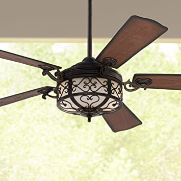 54" Hermitage Rustic Outdoor Ceiling Fan with Light LED Dimmable .