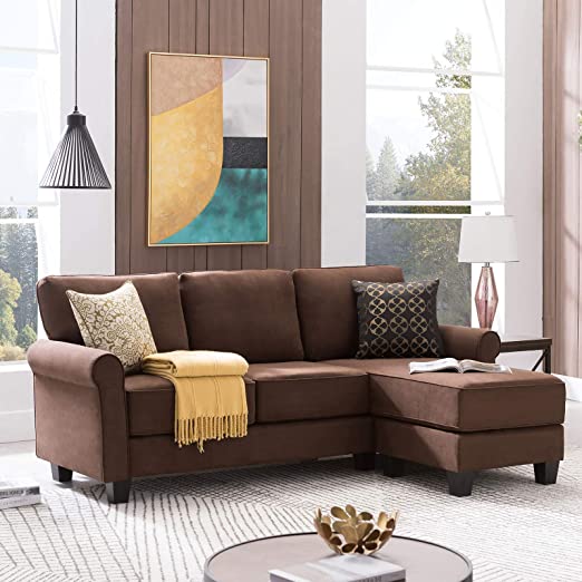 Amazon.com: Nolany Reversible Sectional Sofa Couch for Small .