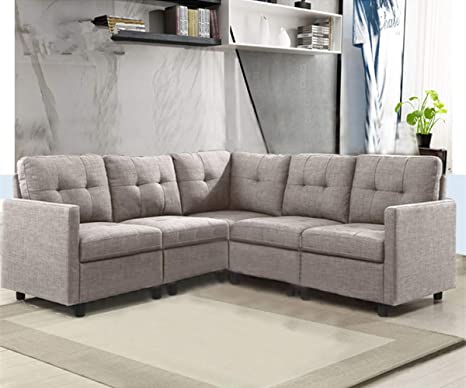 OuchTek 5-Piece Modular Sectional Sofas, Small Space Living Room .