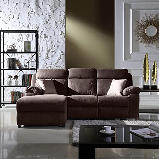 Amazon.com: Classic Traditional Small Space Reclining Sectional .