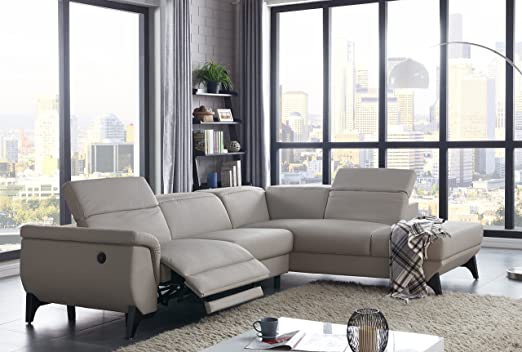 Amazon.com: Modern Sectional Sofa Light Grey Electrical Recliner .