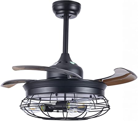 Amazon.com: Black Industrial Ceiling Fan with Remote and 3 Light .