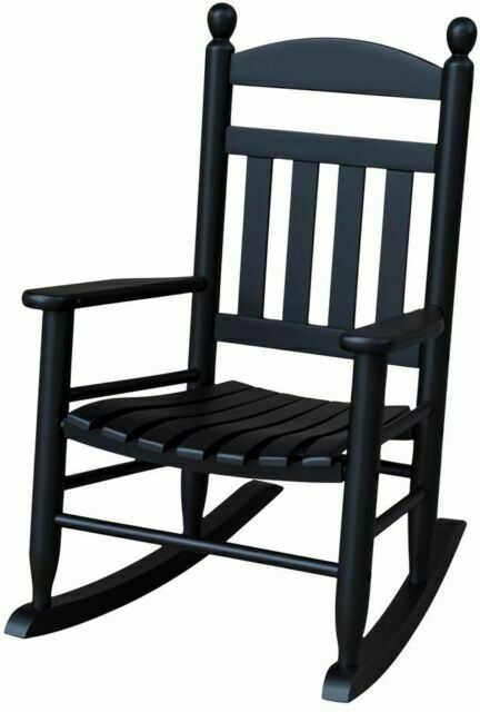 Slat Black Wood Outdoor Patio Rocking Chair Garden Porch Seat for .
