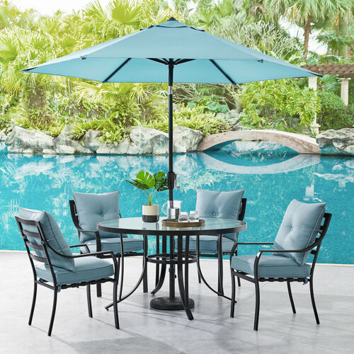Hanover Lavallette 5-Piece Dining Set in Ocean Blue with 4